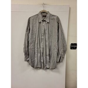 Marcus Neiman-Marcus Collection Dress Shirt Mens 16 1/2-33 Gray Stripe Long